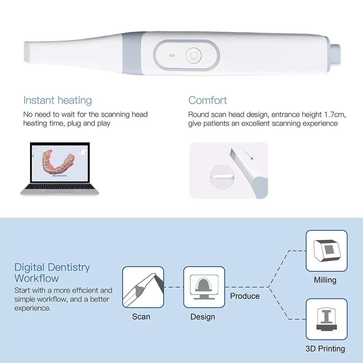 INO100 Dental Intraoral 3D Scanner Real Color 3D Dental Scanner with Software